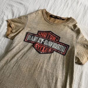 Harley-Davidson Studded Wing Logo T-Shirt Women’s Large Distressed Bedazzled